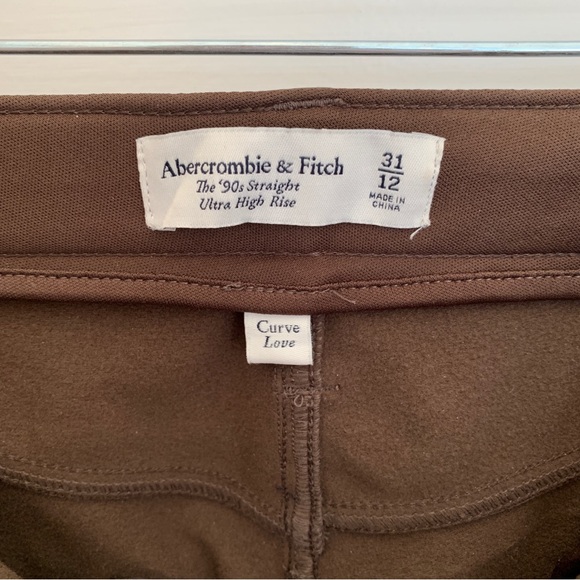 Abercrombie curve love vegan leather 90s straight pant in brown, size 31 - Picture 7 of 10